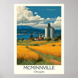 McMinnville Oregon Vintag Farmland Leuchtturm Kuns Poster