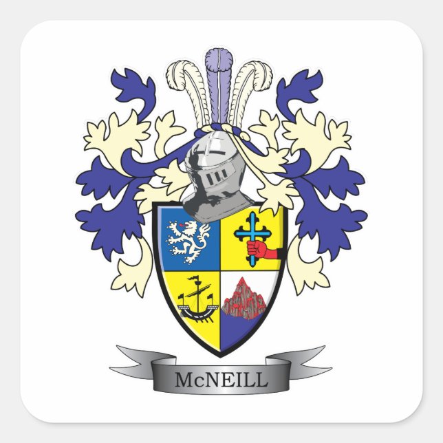 McNeill-Familienwappen-Wappen Quadratischer Aufkleber (Vorderseite)