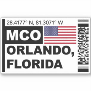 MCO Orlando Bordkarte - Reisen nach Florida Aufkleber