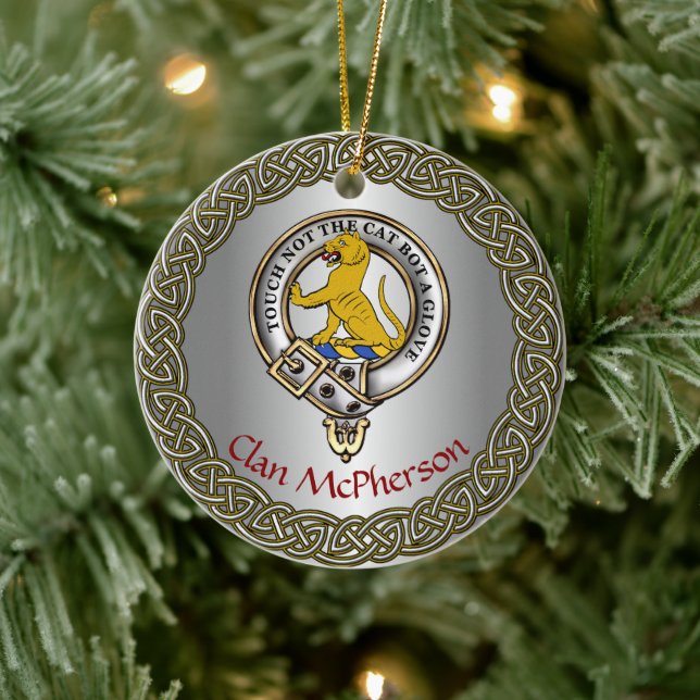 McPherson Clan Badge/Tartan Thistle Personalized Keramik Ornament (Baum)