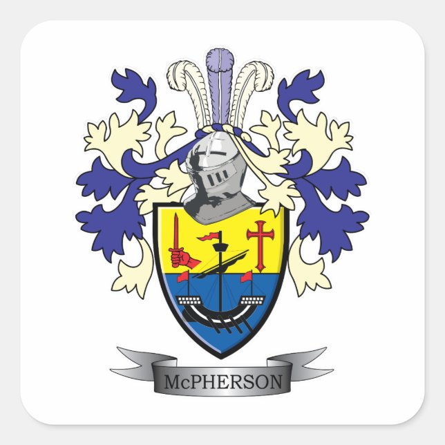 McPherson-Familienwappen-Wappen Quadratischer Aufkleber (Vorderseite)