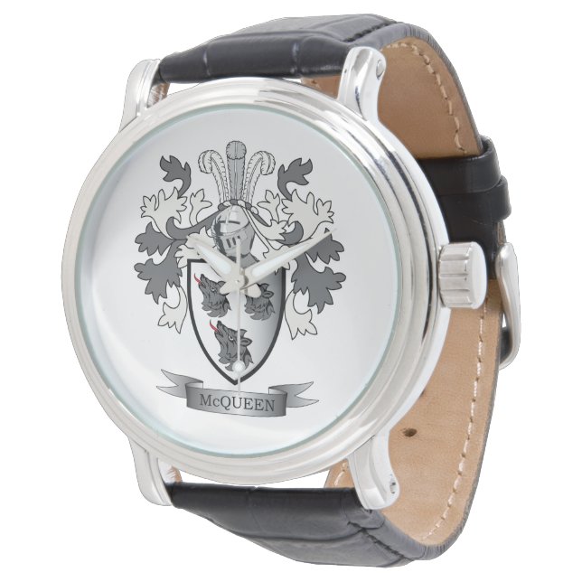 McQueen-Familienwappen-Wappen Armbanduhr (Schrägansicht)