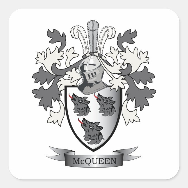 McQueen-Familienwappen-Wappen Quadratischer Aufkleber (Vorderseite)