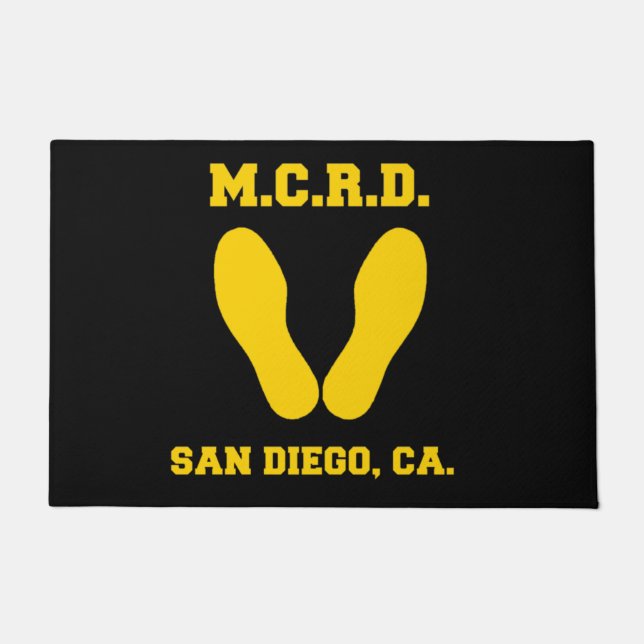 MCRD SAN DIEGO FOOTDRUCKEN AUF SCHWARZ FUßMATTE (Vorderseite)