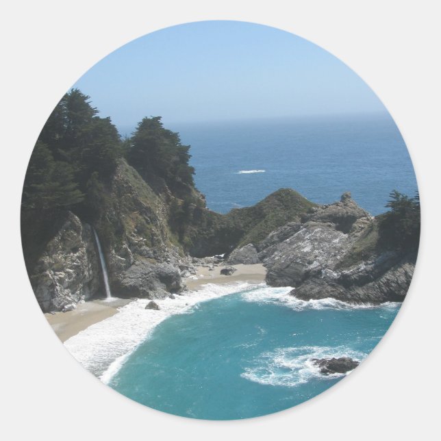 McWay Falls- Big Sur Runder Aufkleber (Vorderseite)