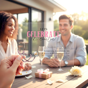 MD-Abschluss rosa Stethoskop klare Einladung