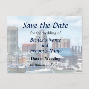 MD - Baltimore Skyline and Harbor Ankündigungspostkarte