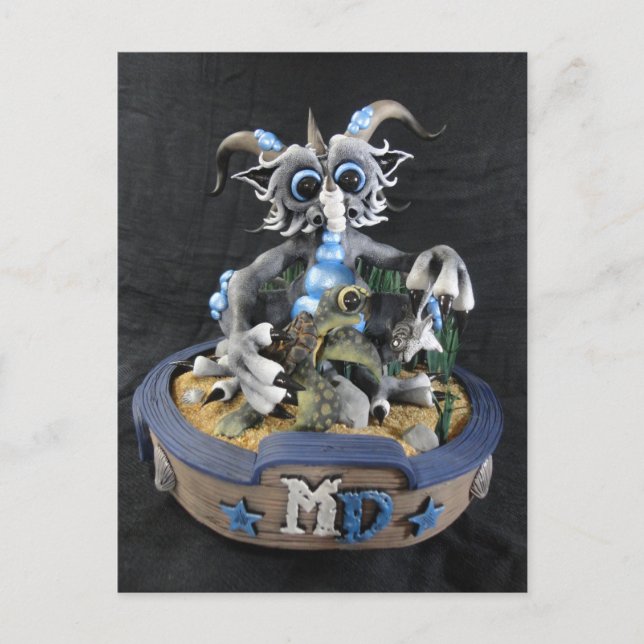 MD Blue Turtle Dragon Postkarte (Vorderseite)