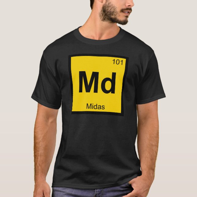 Md - Chemie-Periodensystem-Symbol Midas T-Shirt (Vorderseite)