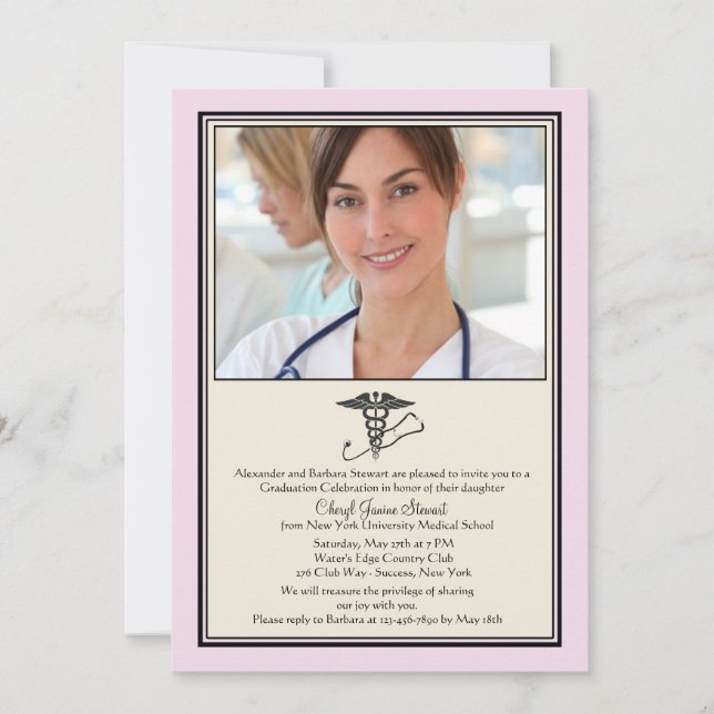 MD Graduation Pink Photo Invitation (Devant)