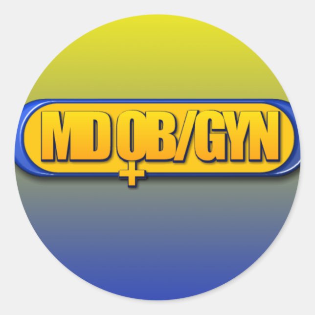 MD OB/GYN LOGO OVAL OBSTETRICS GYNECOLOGIE RUNDER AUFKLEBER (Vorderseite)