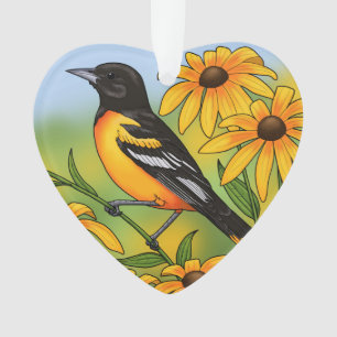 MD State Bird Oriole & Black eyed Susan Flower