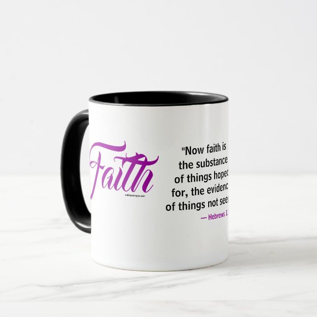 MDILLONDESIGNS.COM zeigt #FAITH Scripture Tasse (Vorderseite Links)