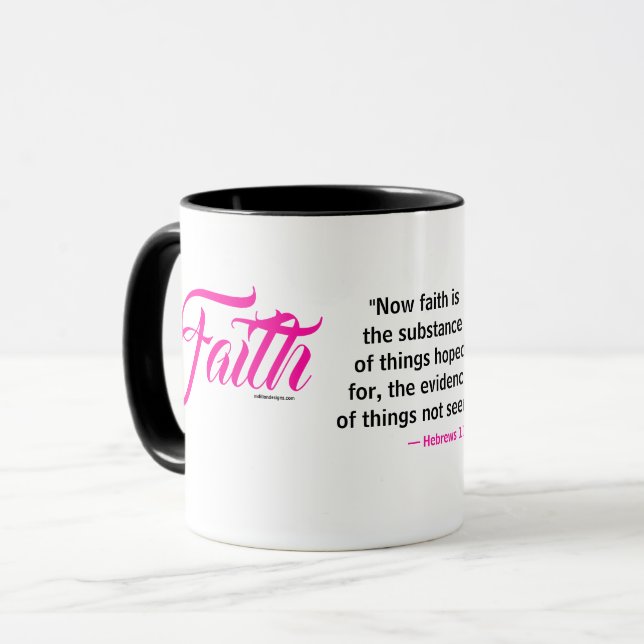 MDILLONDESIGNS.COM zeigt #FAITH Scripture Tasse (Vorderseite Links)