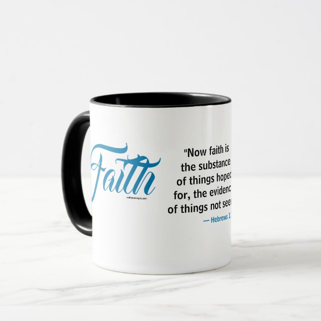 MDILLONDESIGNS.COM zeigt #FAITH Scripture Tasse (Vorderseite Links)