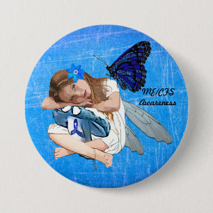 ME/CFS Angel Fairy Girl Awareness Ribbon Button