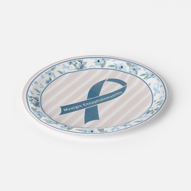 ME/CFS Awareness Ribbon Pappteller (Schrägansicht)