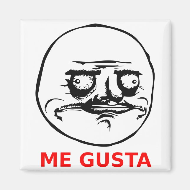 Me Gusta Face mit Text Magnet (Vorne)
