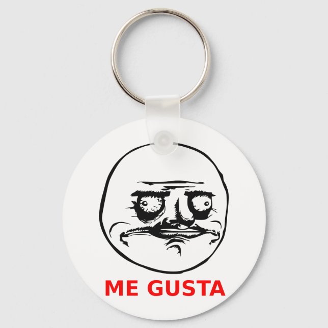 Me Gusta Face mit Text Schlüsselanhänger (Vorderseite)