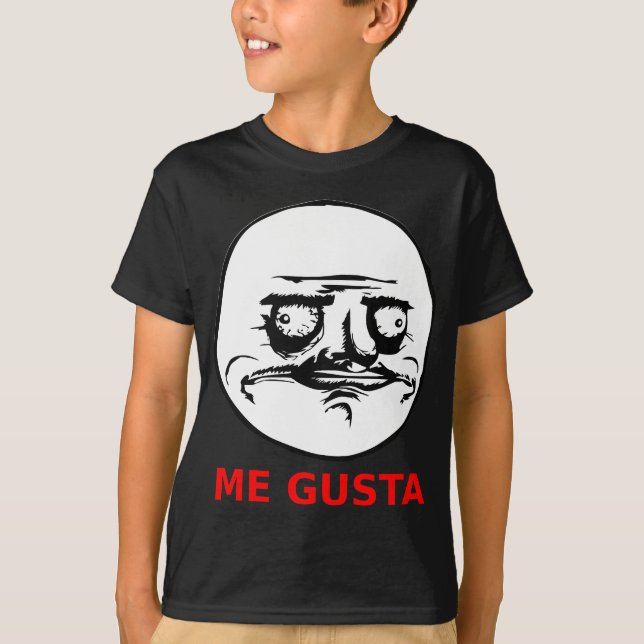 Me Gusta Face mit Text T-Shirt (Vorderseite)