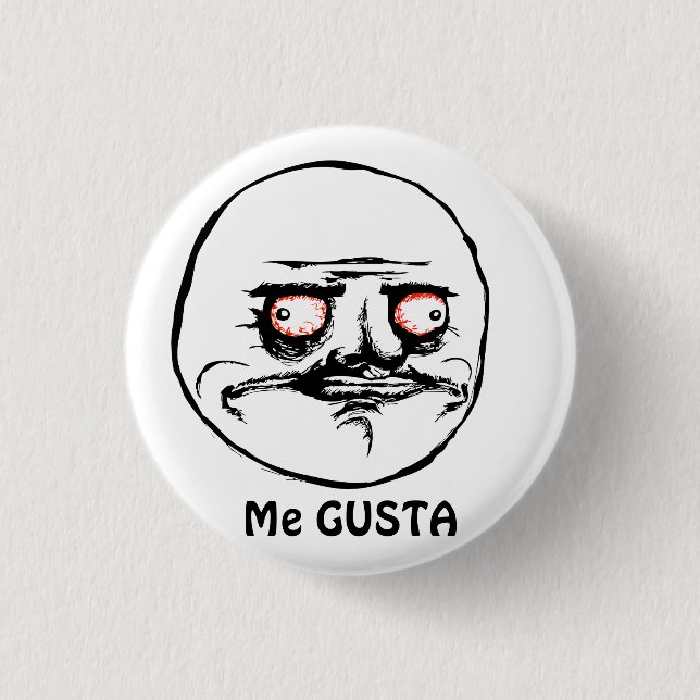 Me Gusta ragende Comic Gesicht Button (Vorderseite)