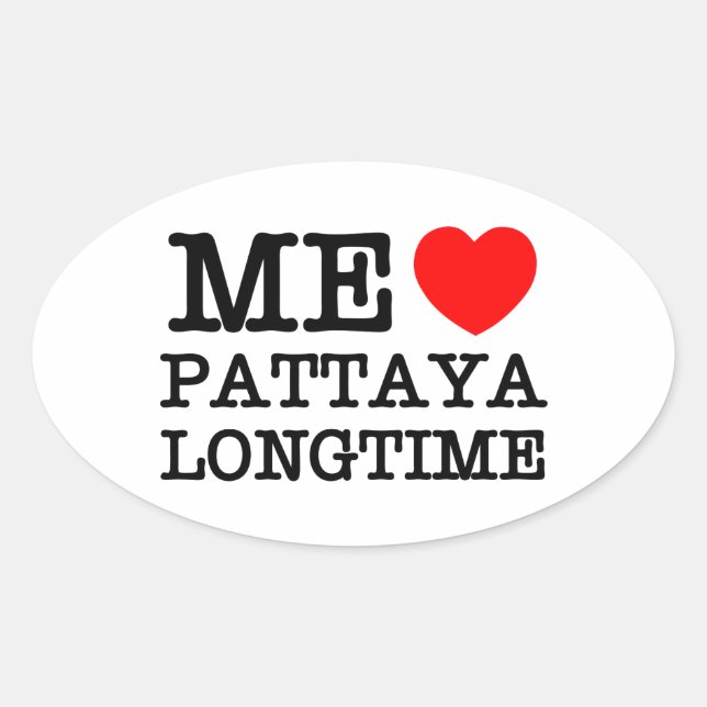 ME LIEBE PATTAYA LONGTIME OVALER AUFKLEBER (Vorderseite)