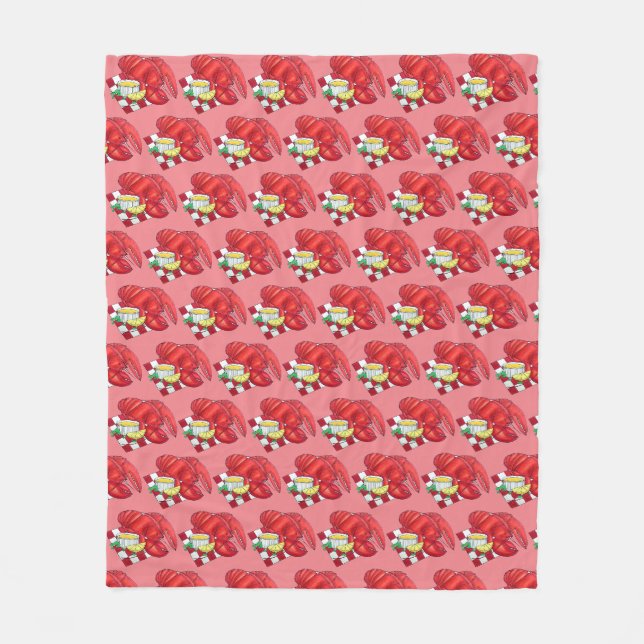 ME Maine Lobster Shack Seafood Dinner Red Gingham Fleecedecke (Vorderseite)