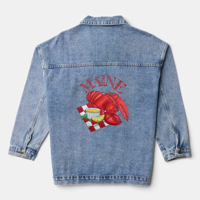 ME Maine Lobster Shack Seafood Dinner Red Gingham Jeansjacke (Rückseite)