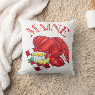 ME Maine Lobster Shack Seafood Dinner Red Gingham Kissen