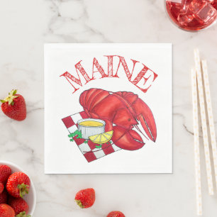 ME Maine Lobster Shack Seafood Dinner Red Gingham Serviette