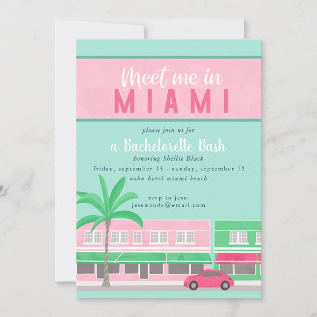 Me rencontrer à Miami Bachelorette Invitation (Devant)