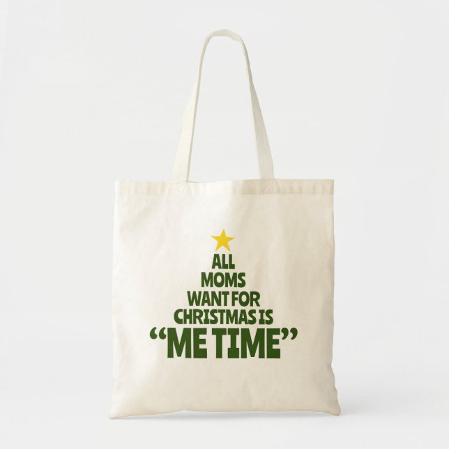 Me Time Simple Christmas Tree Typografy Tote Bag Tragetasche (Vorne)