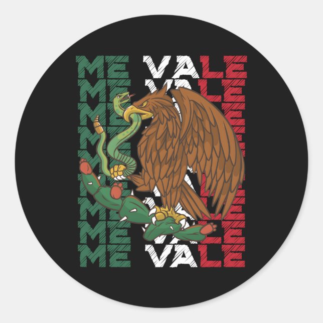 Me Vale mit mexikanischer Flagge mexikanisches Sla Runder Aufkleber (Vorderseite)