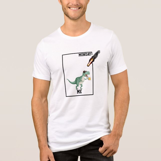 "Me vs Monday" T-Rex mit Sonnenbrille Wochenende T Tri-Blend Shirt (Vorderseite)