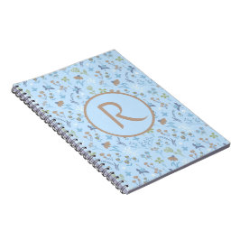 Mead Blume Blue Monogramed Notizblock