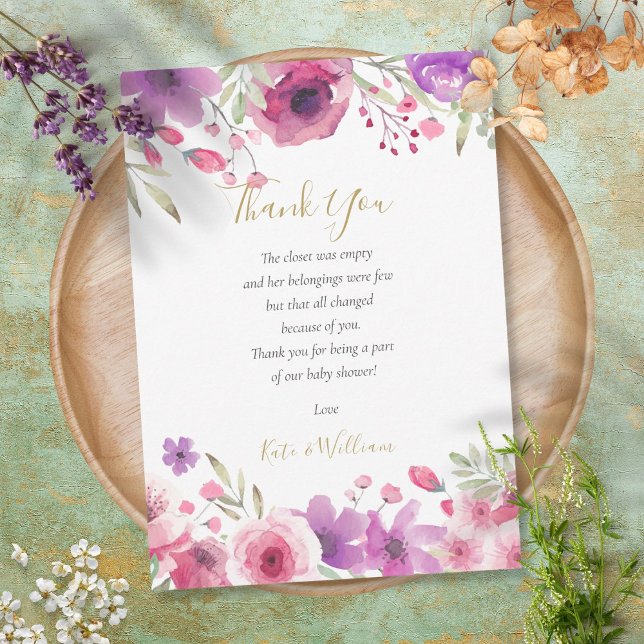 Meadow Blume Baby Girl Dusche Danke, Gedicht Dankeskarte (Von Creator hochgeladen)