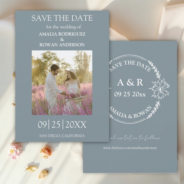 Meadow Blume Blaugraues Foto Save the Date (Von Creator hochgeladen)