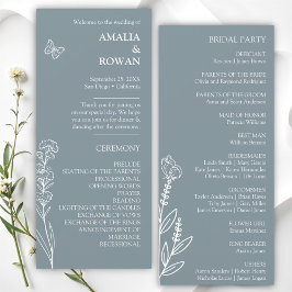Meadow Blume Blue Gray Wedding Program