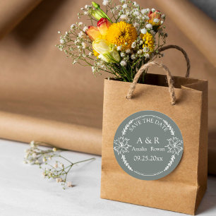 Meadow-Blume, die das Datum speichern Runder Aufkleber