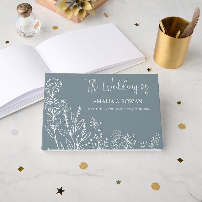 Meadow Blume Hochzeit Gästebuch (Vorderseite Offen)