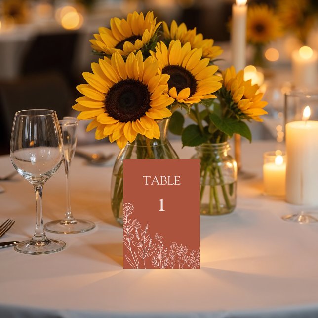 Meadow Blume Hochzeitkarte Tischnummer (Von Creator hochgeladen)