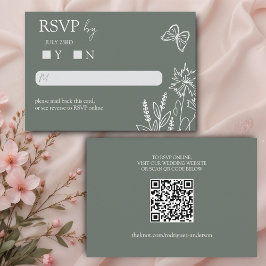 Meadow Blume Sirocco Green Wedding RSVP Begleitkarte