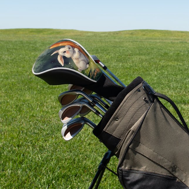Meadow Bunny Dreams: Whimsical Golf Head Cover Golf Headcover (In SItu)