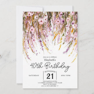 Meadow Custom Wildblumen 40. Geburtstag Einladung