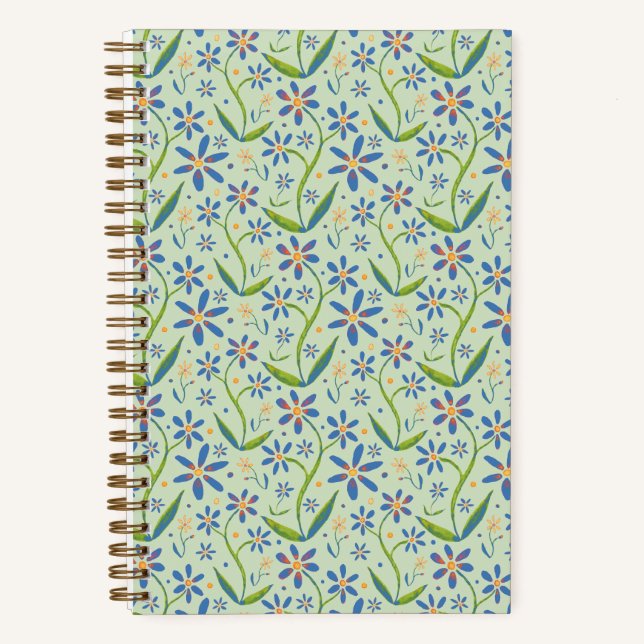 Meadow | Dancing Watercolor Daisies Notizbuch (Vorderseite)