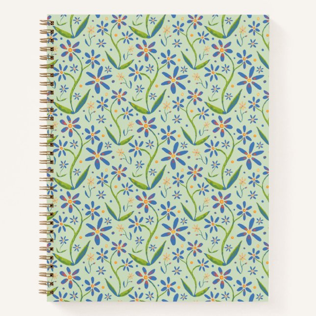 Meadow | Dancing Watercolor Daisies Notizbuch (Vorderseite)