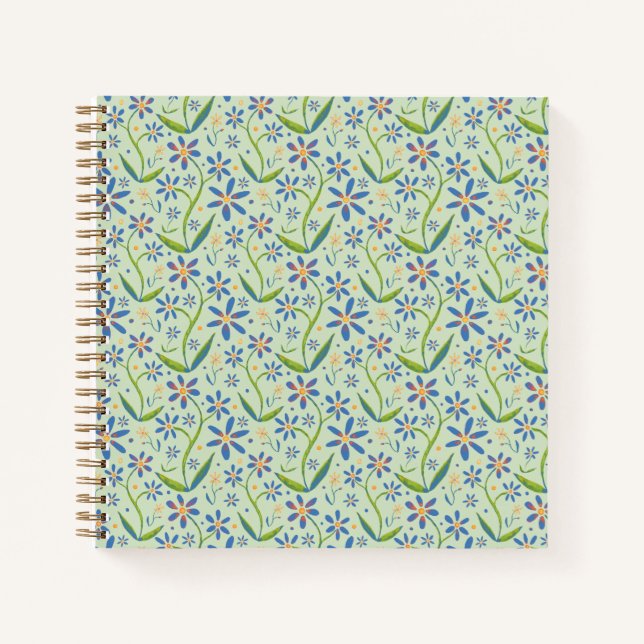 Meadow | Dancing Watercolor Daisies Notizbuch (Vorderseite)