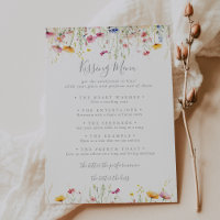 Meadow Fleur sauvage Mariage Baiser Menu Carte de 