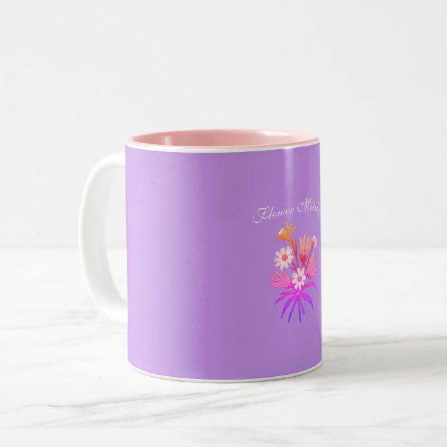 Meadow Flowers Embroidery – Botanical Fantasy Cozy Zweifarbige Tasse (Vorderseite Links)