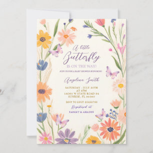 Meadow Garden Wildblume Butterflies Babydusche Einladung